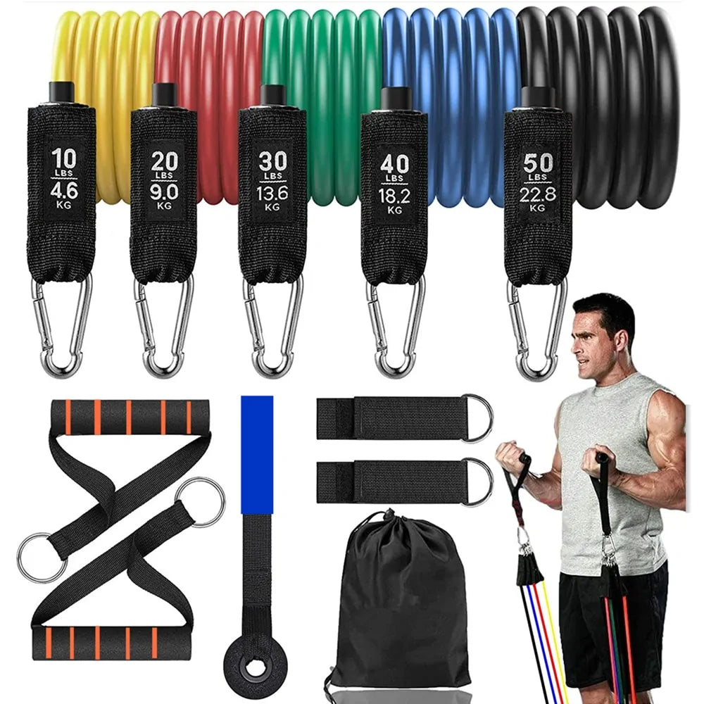 16 Resistance Bands Set: Home Gym Workout.